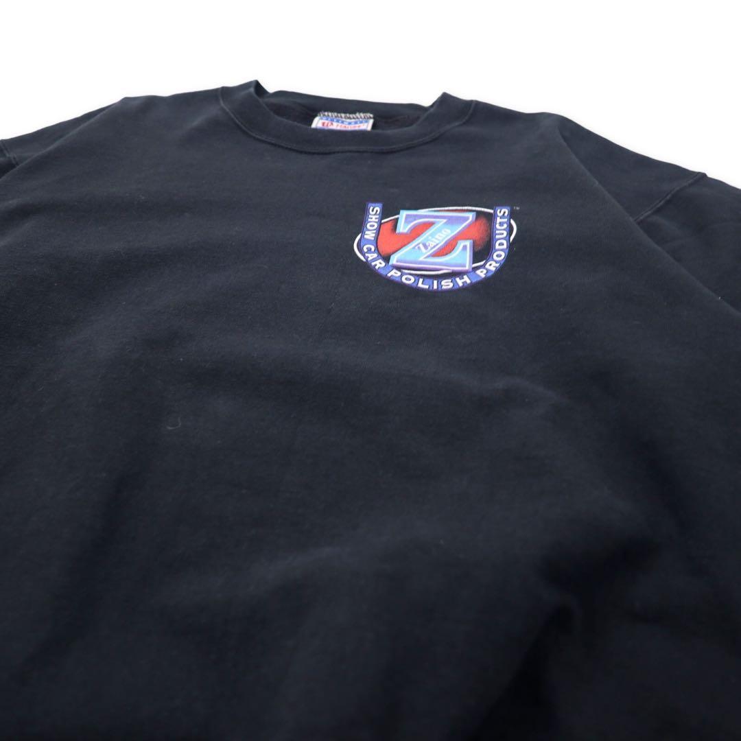 Hanes anni '90 felpa stampata taglia M nera cotone felpata Zaino stampa posteriore made in Mexico