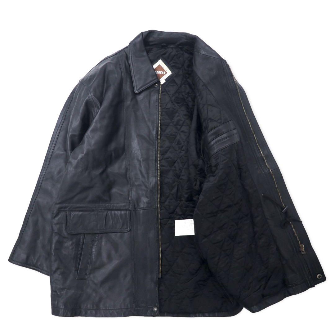 LMOGESS Car coat in pelle di agnello, 3L, nero, pelle di pecora, fodera trapuntata, coulisse