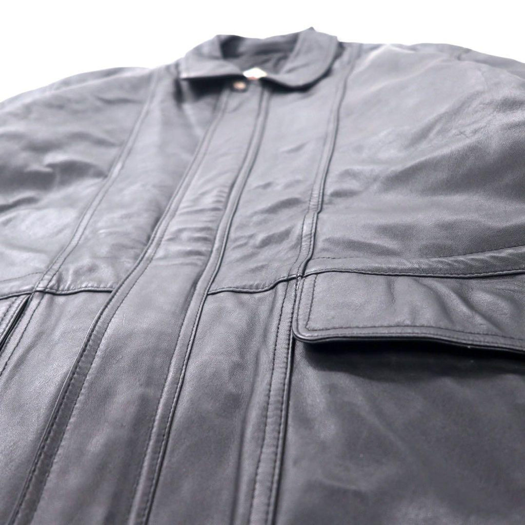 LMOGESS Car coat in pelle di agnello, 3L, nero, pelle di pecora, fodera trapuntata, coulisse
