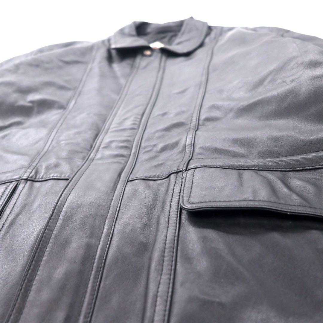 LMOGESS Car coat in pelle di agnello, 3L, nero, pelle di pecora, fodera trapuntata, coulisse