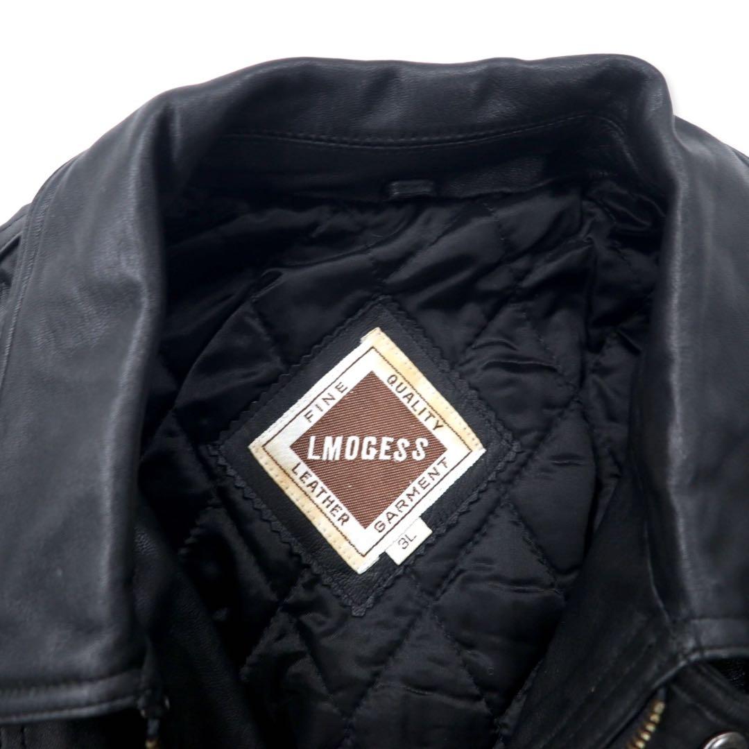 LMOGESS Car coat in pelle di agnello, 3L, nero, pelle di pecora, fodera trapuntata, coulisse
