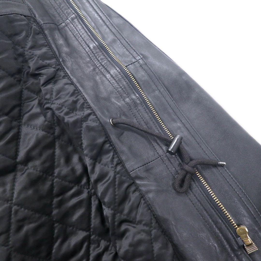LMOGESS Car coat in pelle di agnello, 3L, nero, pelle di pecora, fodera trapuntata, coulisse