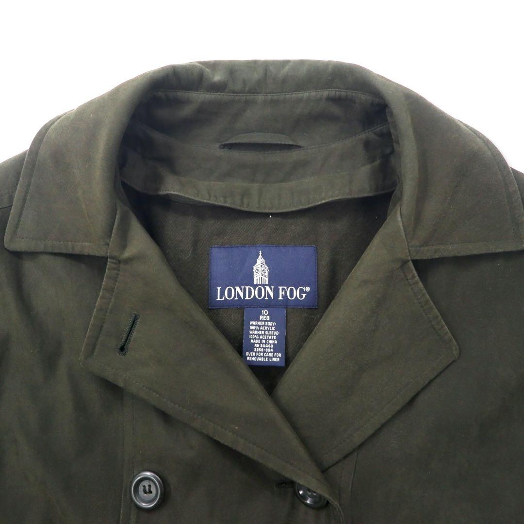 LONDON FOG Trench Coat 10 Marrone Poliestere Cappuccio rimovibile Fodera rimovibile