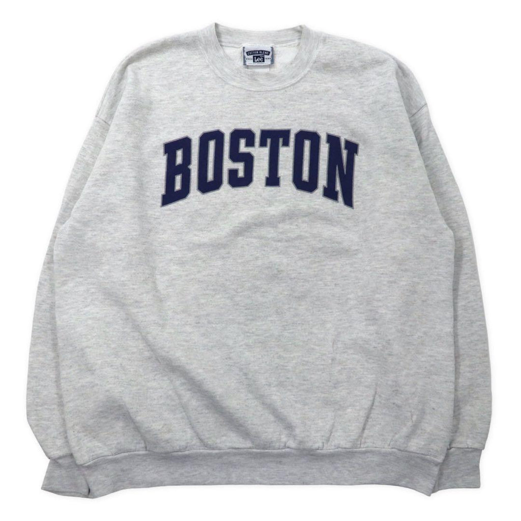 Lee anni '90 felpa college stampata L grigio cotone felpato BOSTON