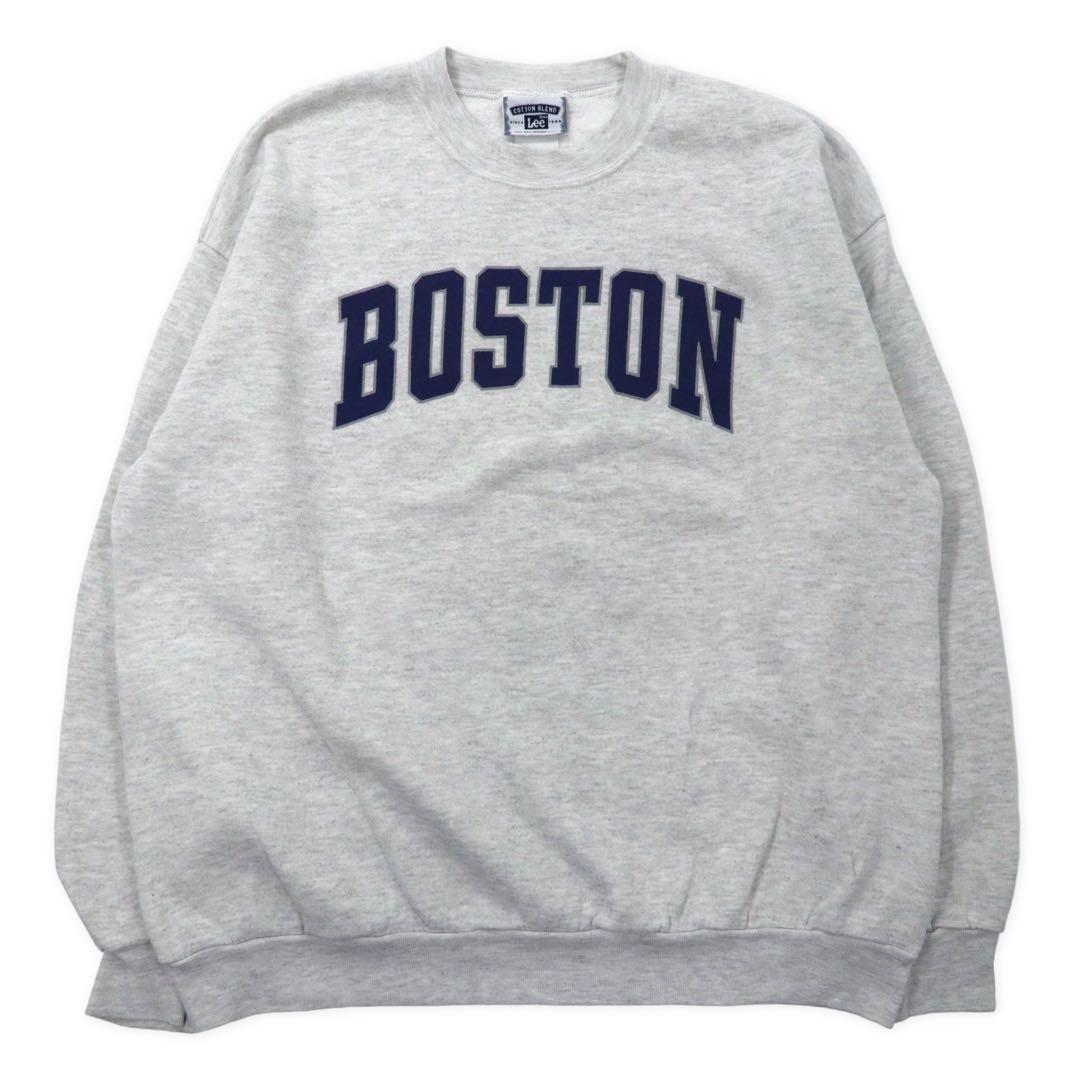 Lee anni '90 felpa college stampata L grigio cotone felpato BOSTON