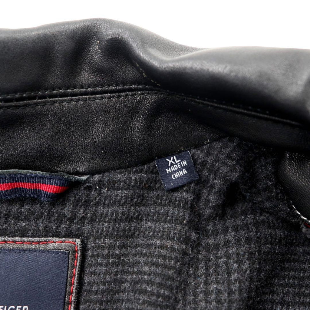TOMMY HILFIGER Giacca biker in pelle XL Nera in pelle di agnello
