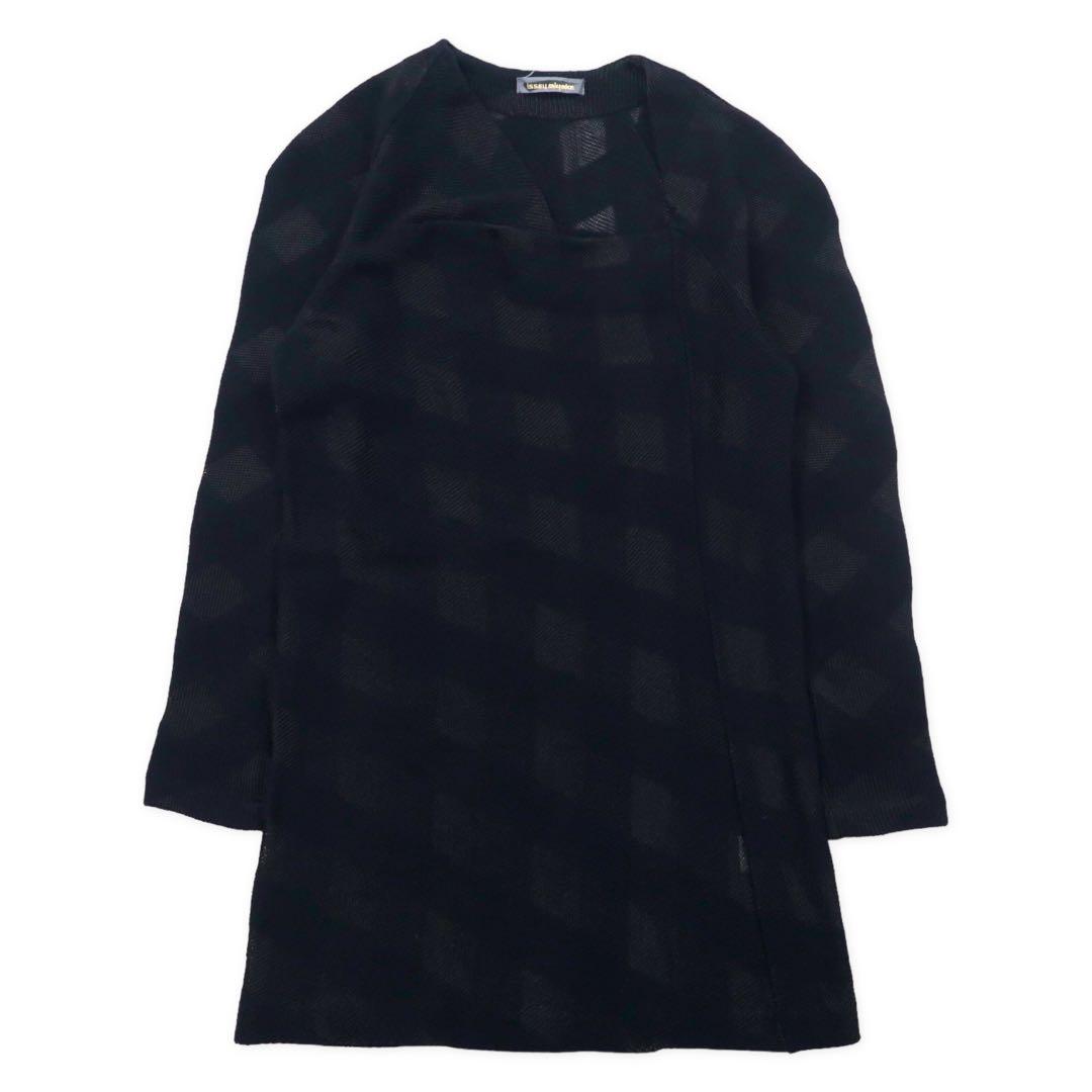Issey Miyake abito in maglia anni '70 taglia M nero fantasia acrilico design asimmetrico tag iniziale fatto in Giappone