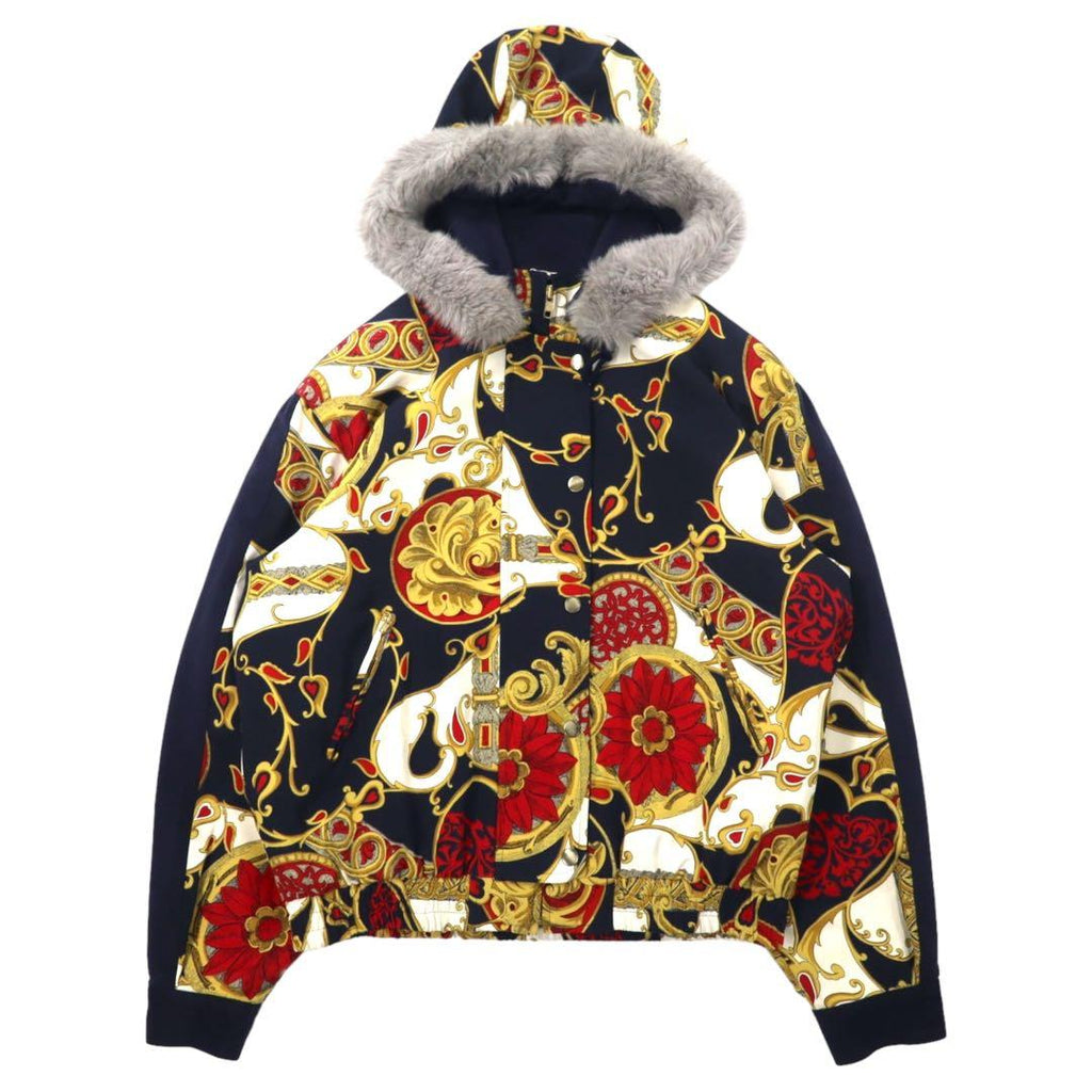 Viva Motion Bomber imbottito con stampa foulard, taglia 9, blu navy, fantasia all-over, fodera trapuntata, Made in Japan