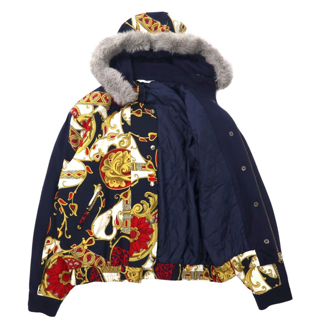 Viva Motion Bomber imbottito con stampa foulard, taglia 9, blu navy, fantasia all-over, fodera trapuntata, Made in Japan