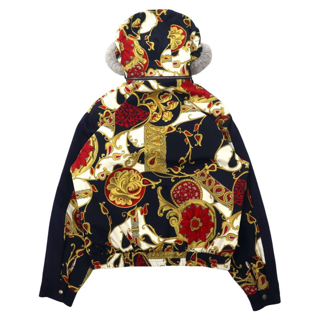 Viva Motion Bomber imbottito con stampa foulard, taglia 9, blu navy, fantasia all-over, fodera trapuntata, Made in Japan