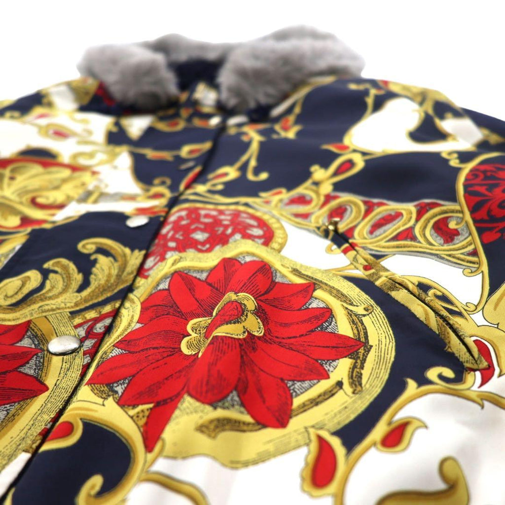 Viva Motion Bomber imbottito con stampa foulard, taglia 9, blu navy, fantasia all-over, fodera trapuntata, Made in Japan