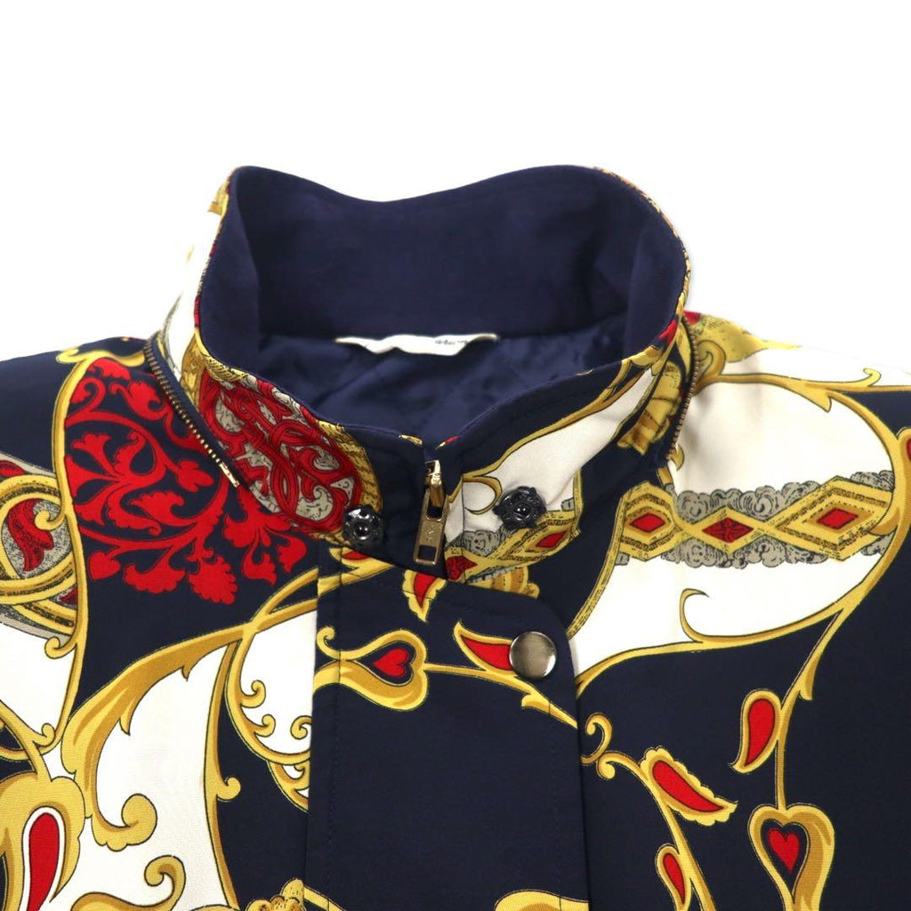 Viva Motion Bomber imbottito con stampa foulard, taglia 9, blu navy, fantasia all-over, fodera trapuntata, Made in Japan