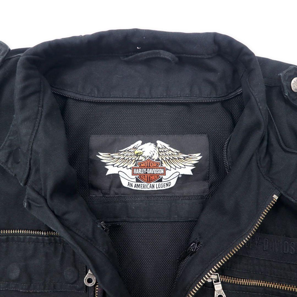 HARLEY DAVIDSON シングル ライダースジャケット M ブラック コットン バックロゴ