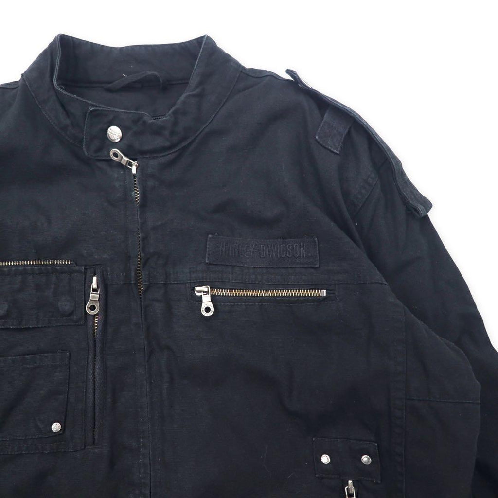 HARLEY DAVIDSON シングル ライダースジャケット M ブラック コットン バックロゴ