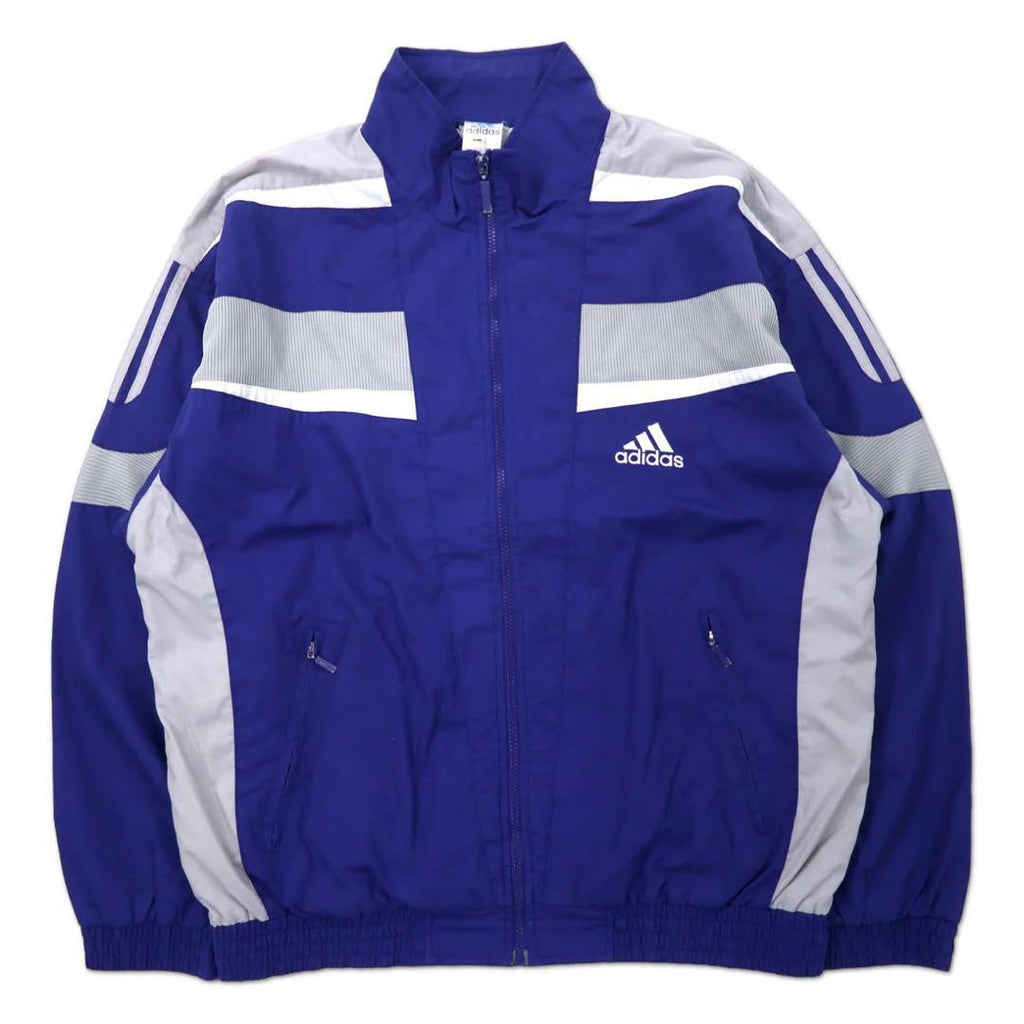 adidas, anni '90, giacca da tuta, jersey, 180, blu, poliestere, 3 strisce, logo ricamato, taglia grande