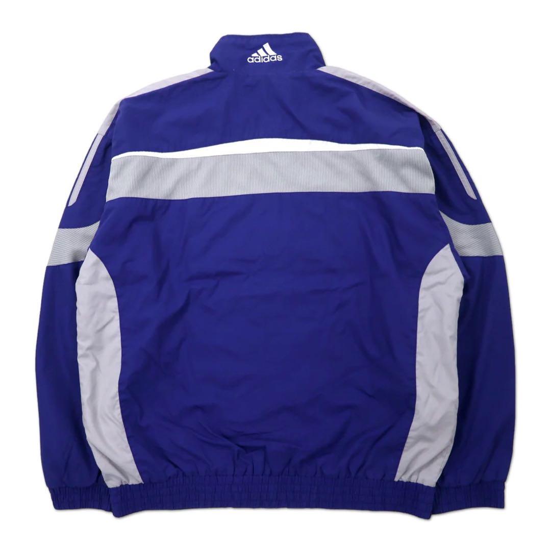adidas, anni '90, giacca da tuta, jersey, 180, blu, poliestere, 3 strisce, logo ricamato, taglia grande