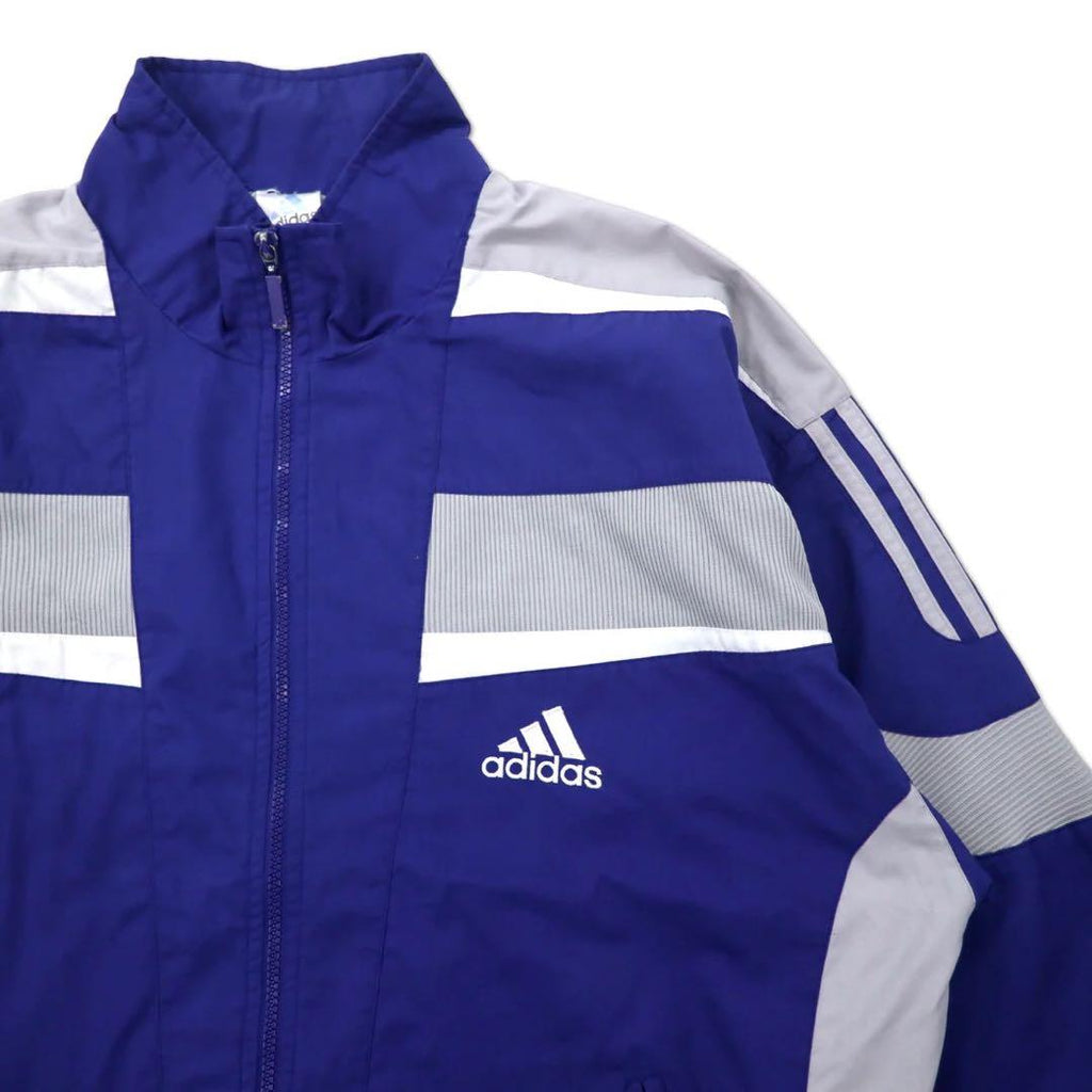 adidas, anni '90, giacca da tuta, jersey, 180, blu, poliestere, 3 strisce, logo ricamato, taglia grande