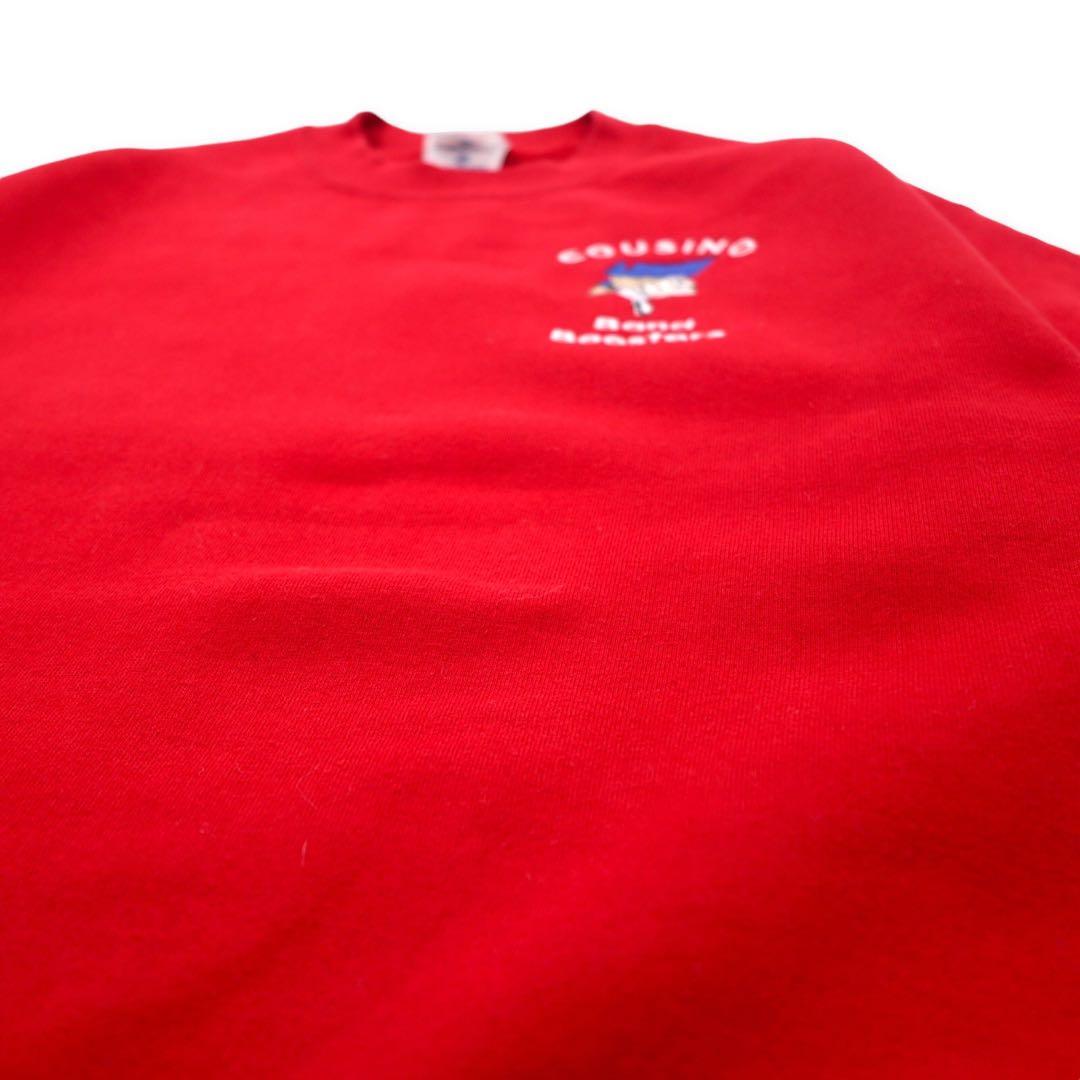 JERZEES Made in USA Anni '90 Felpa girocollo M Rossa Cotone Interno felpato Band Bomsters