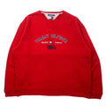 TOMMY HILFIGER Felpa con logo XXL rossa in cotone felpato, oversize, nuova