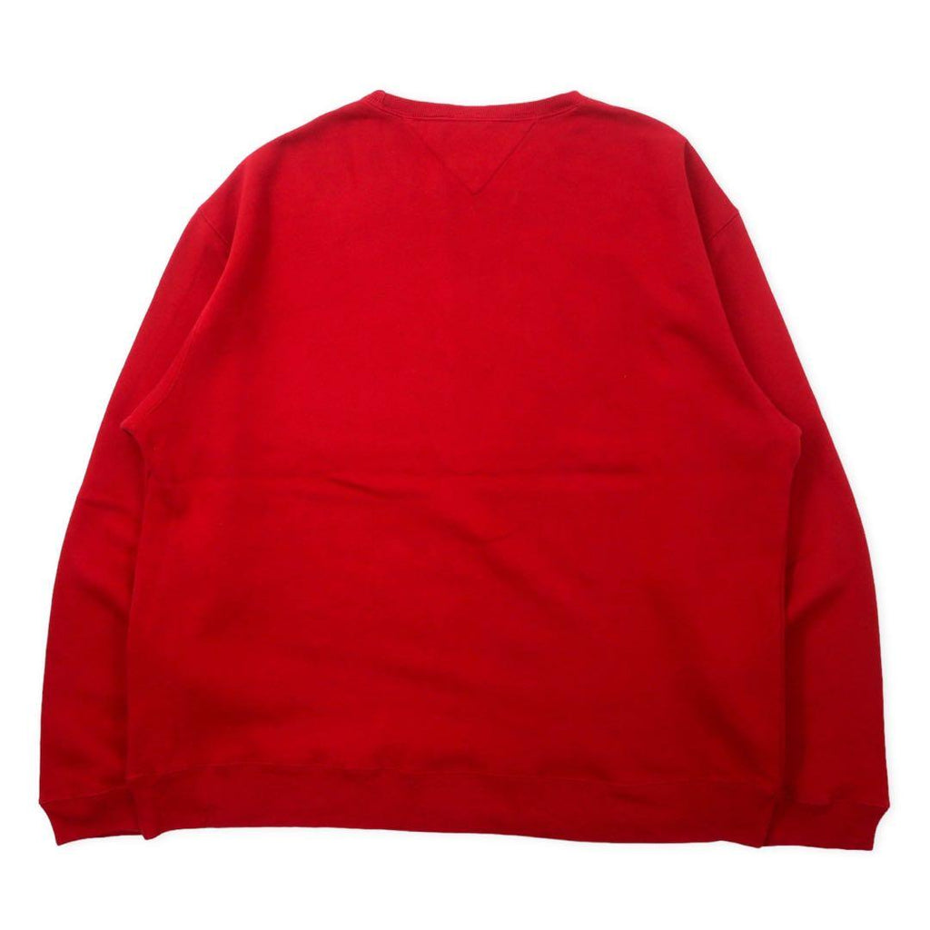 TOMMY HILFIGER Felpa con logo XXL rossa in cotone felpato, oversize, nuova