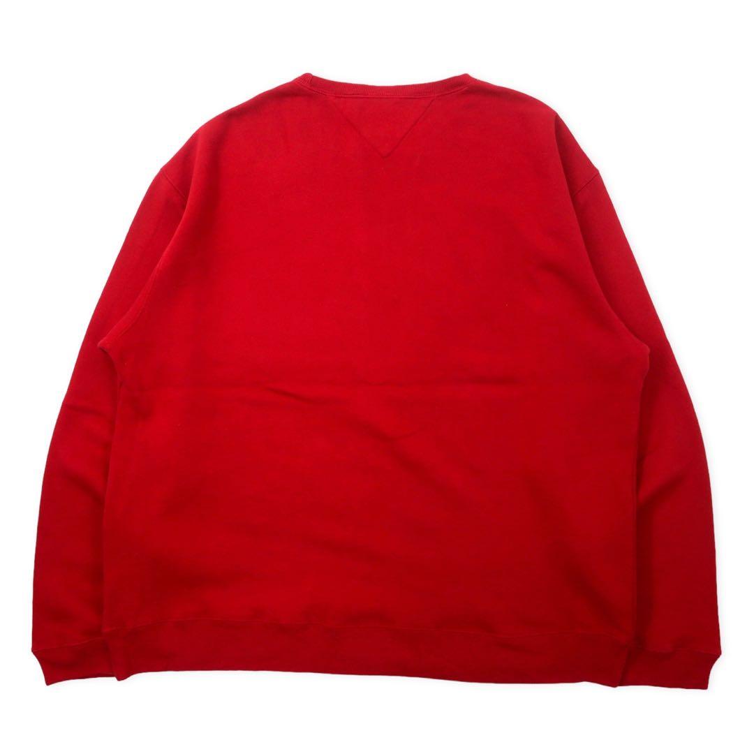 TOMMY HILFIGER Felpa con logo XXL rossa in cotone felpato, oversize, nuova