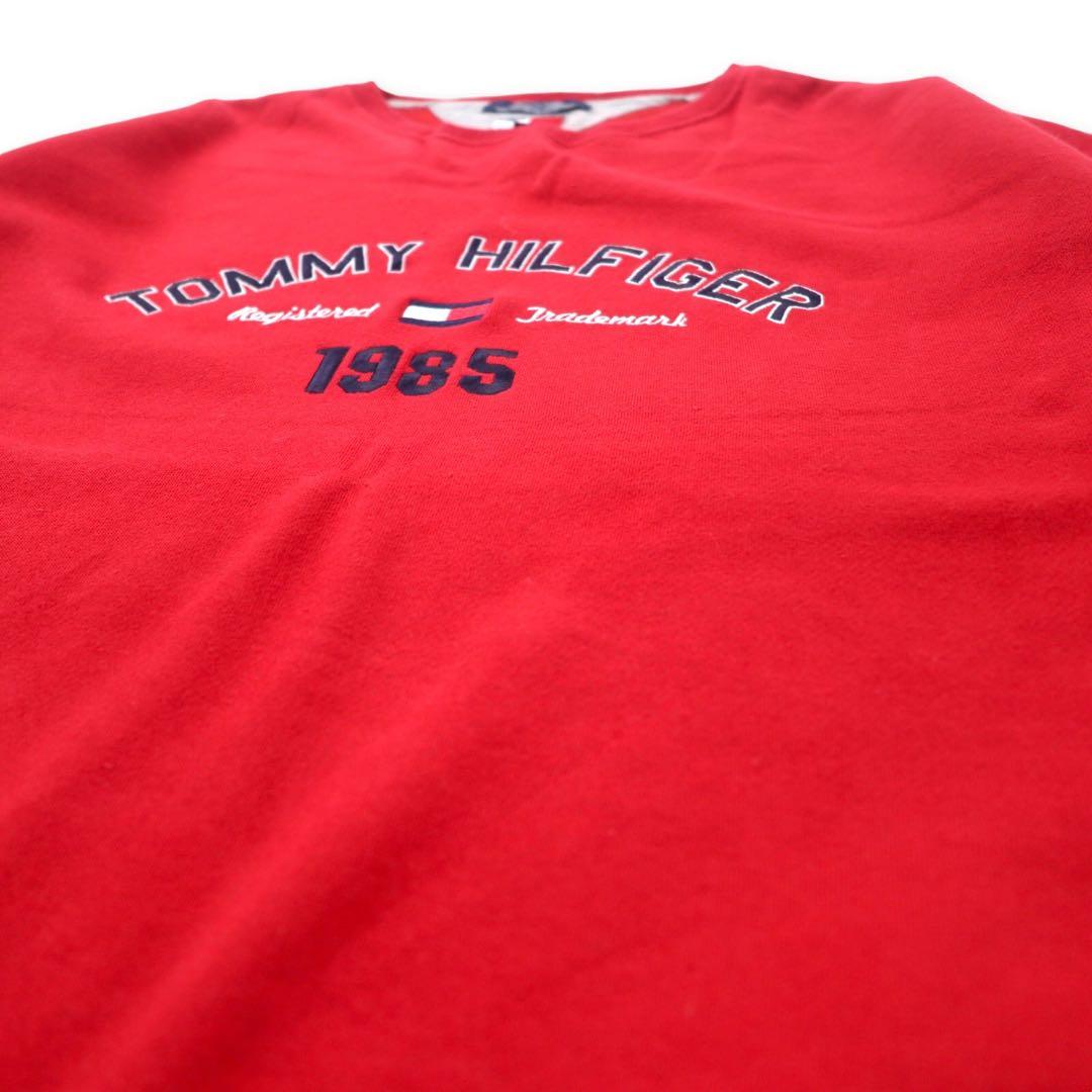 TOMMY HILFIGER Felpa con logo XXL rossa in cotone felpato, oversize, nuova