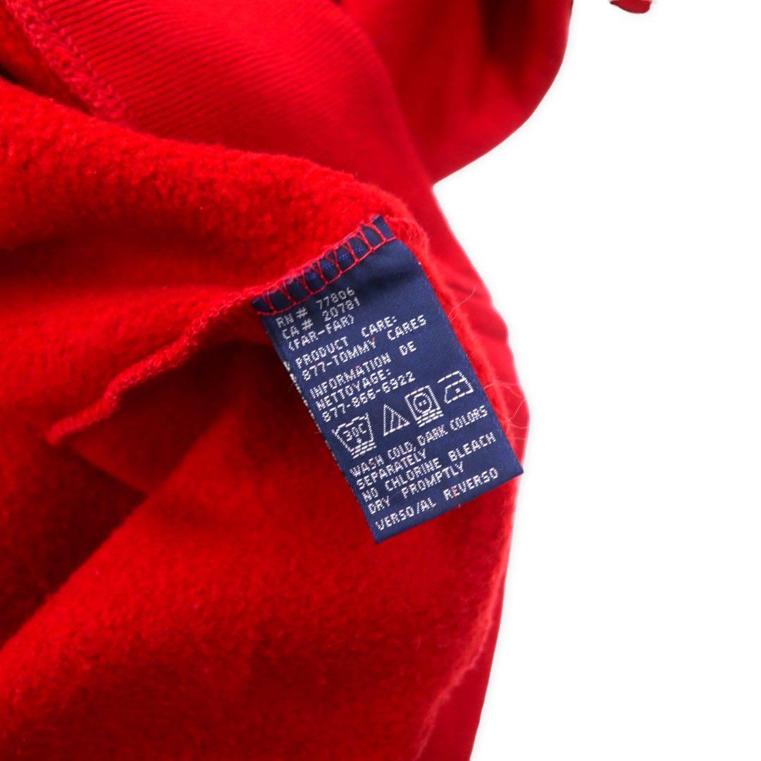 TOMMY HILFIGER Felpa con logo XXL rossa in cotone felpato, oversize, nuova