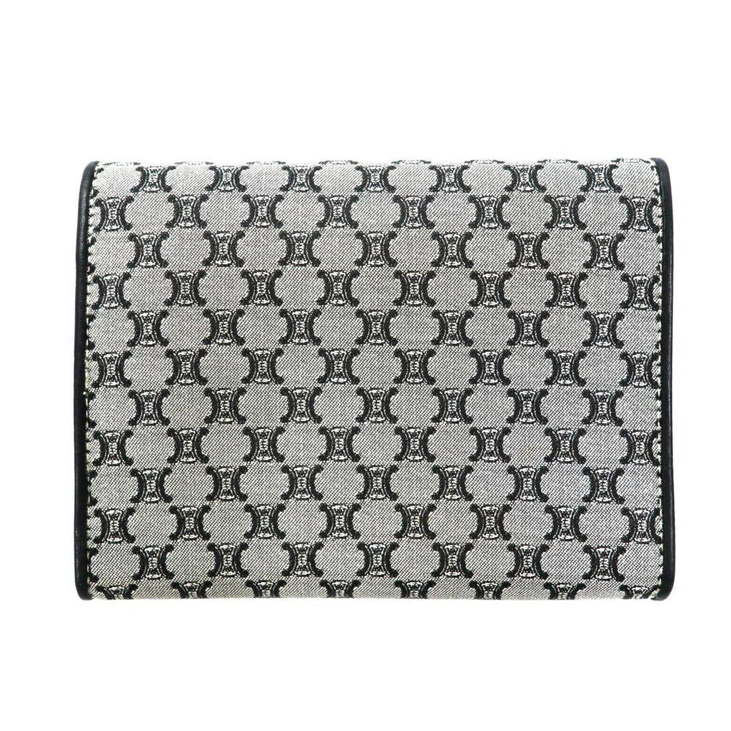 CELINE portafoglio a tre ante grigio tela pelle motivo Macadam monogramma CE00/34 made in Italy