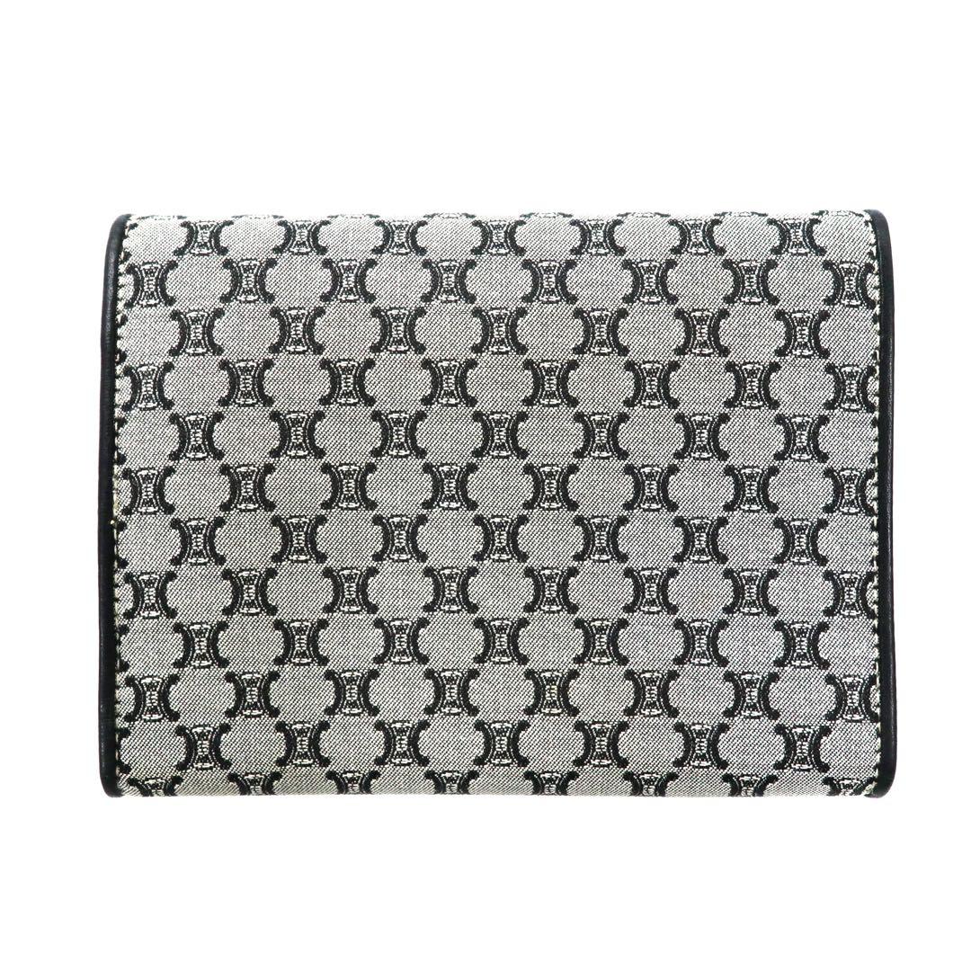 CELINE portafoglio a tre ante grigio tela pelle motivo Macadam monogramma CE00/34 made in Italy