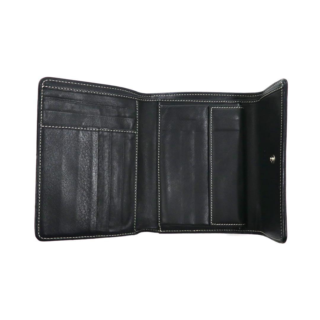 CELINE portafoglio a tre ante grigio tela pelle motivo Macadam monogramma CE00/34 made in Italy