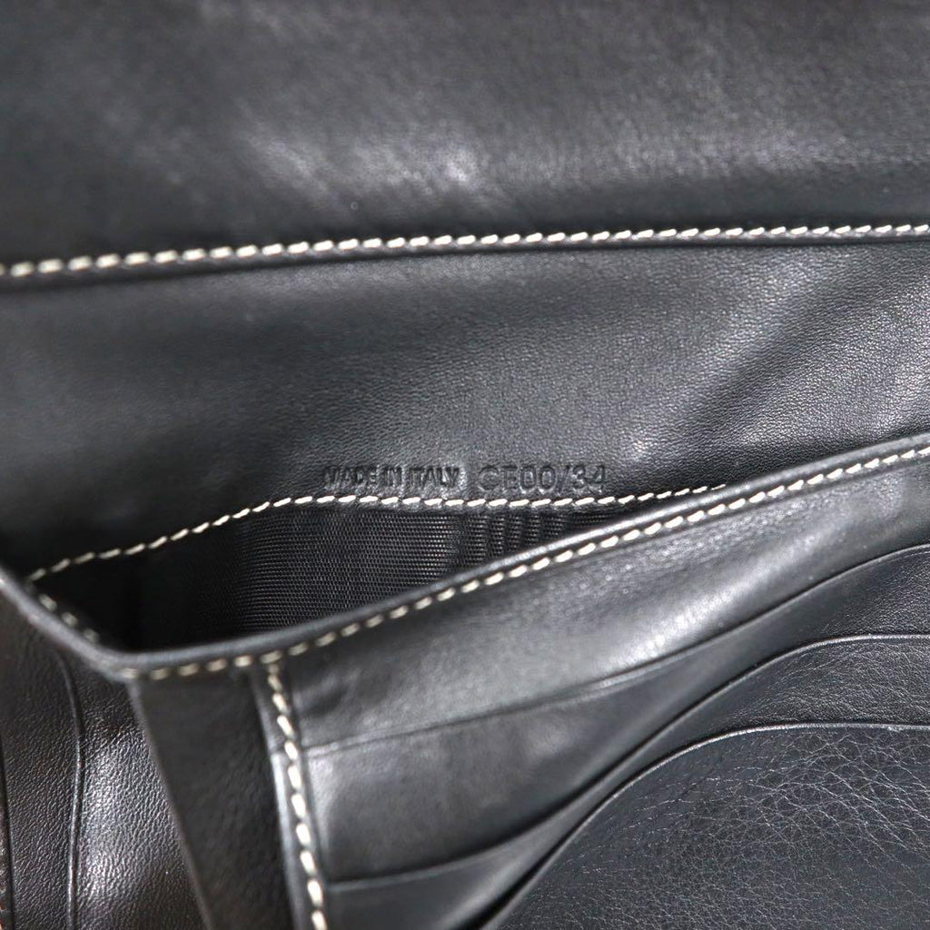 CELINE portafoglio a tre ante grigio tela pelle motivo Macadam monogramma CE00/34 made in Italy