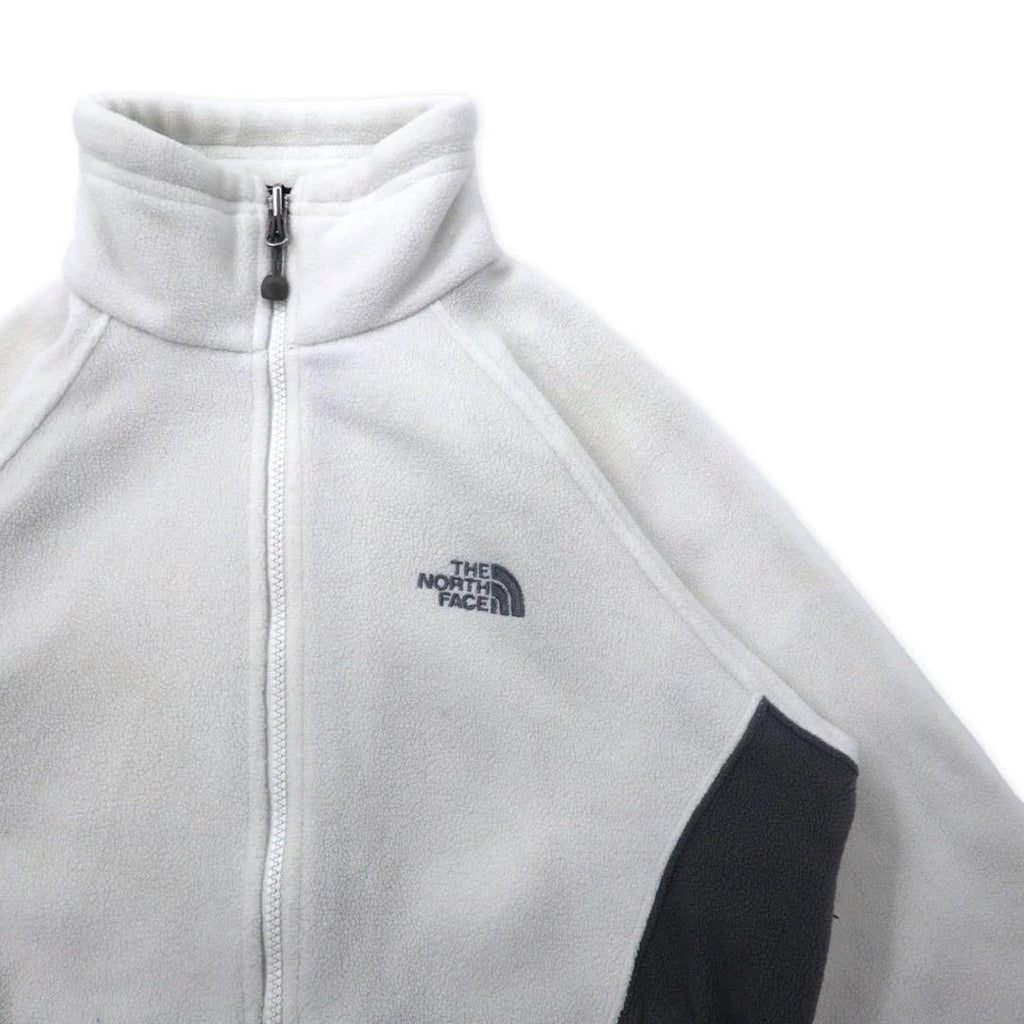THE NORTH FACE フルジップ フリースジャケット S ホワイト ポリエステル ワンポイントロゴ刺繍 TKA200