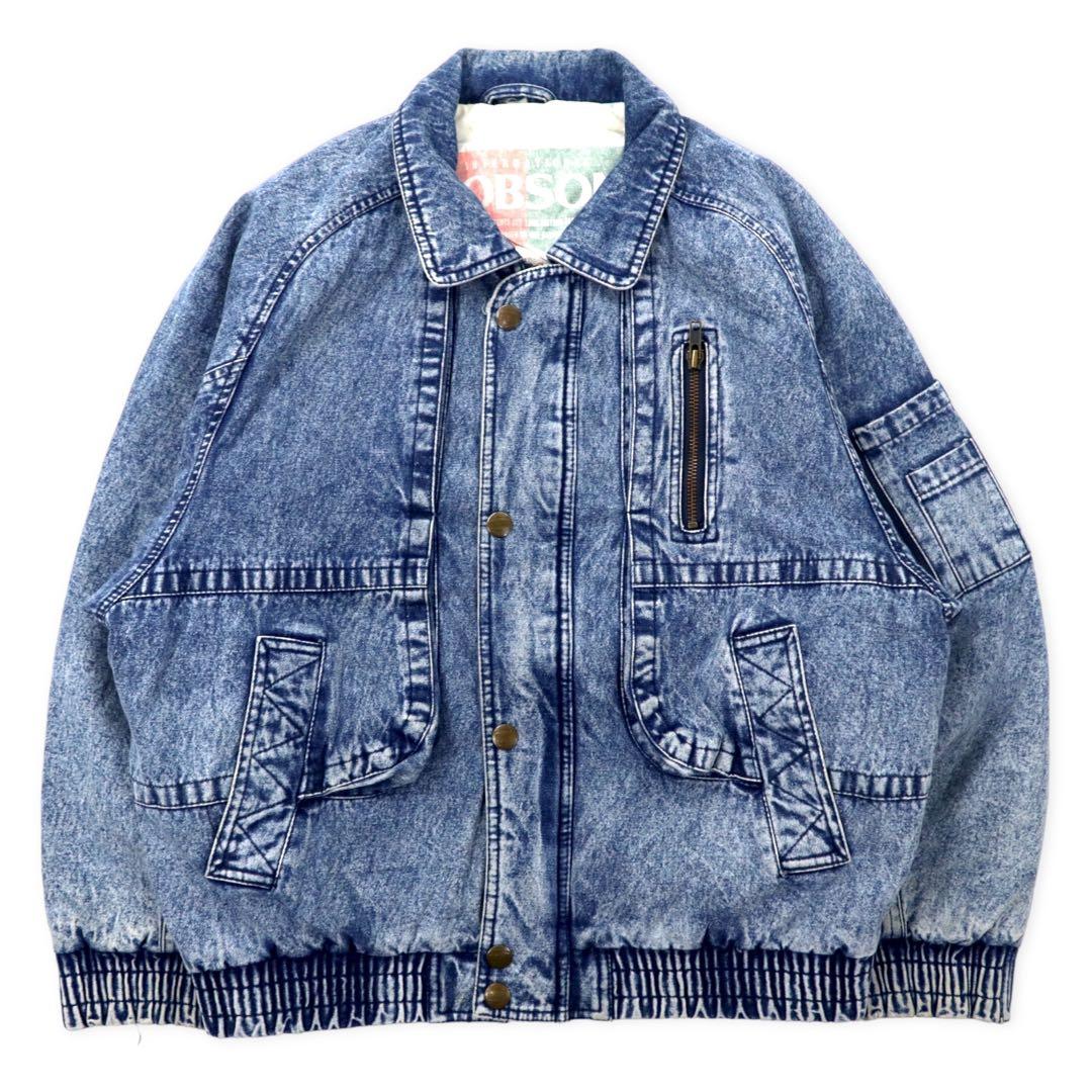 BOBSON Anni '90 Giacca Bomber in Denim M Blu Lavaggio Acido