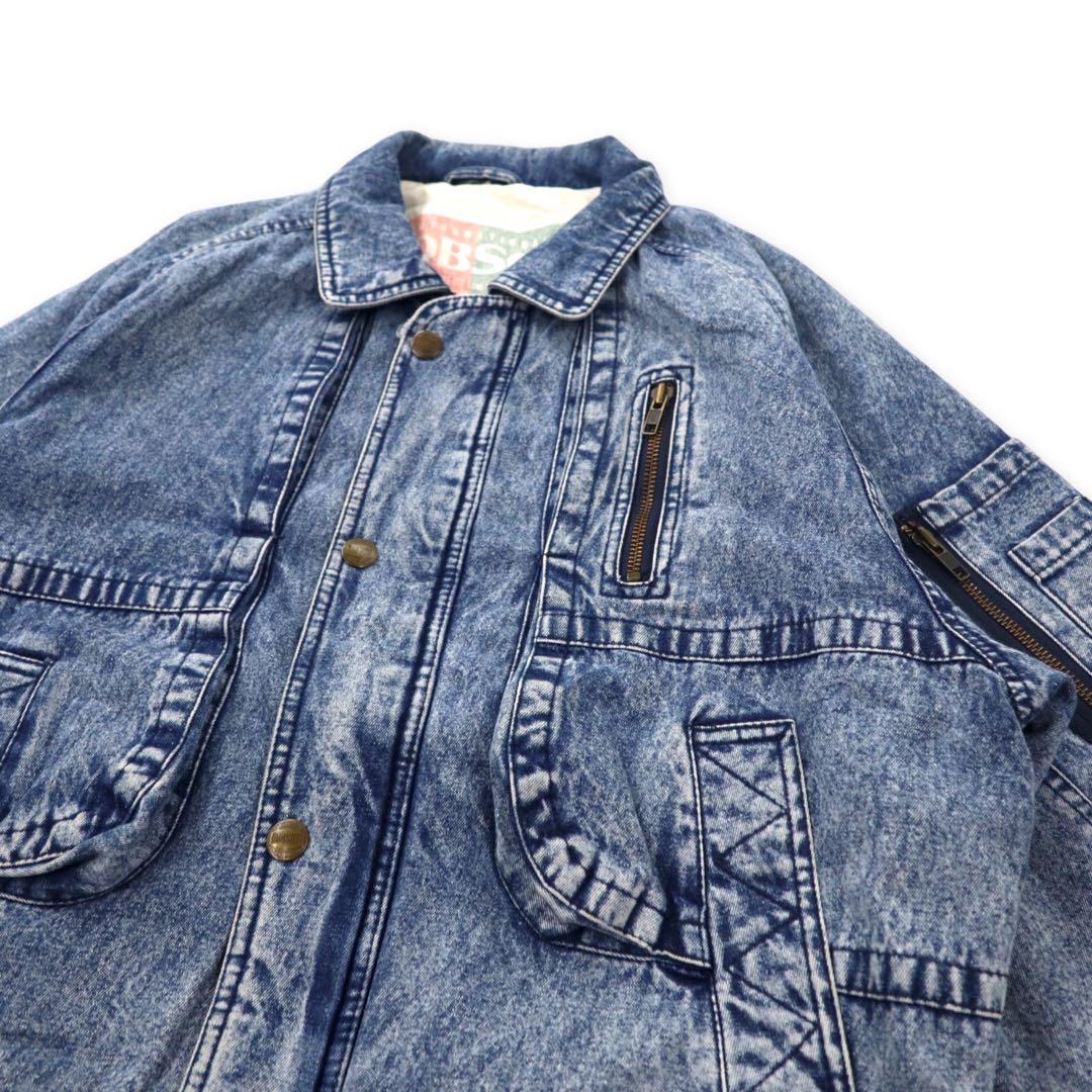 BOBSON Anni '90 Giacca Bomber in Denim M Blu Lavaggio Acido