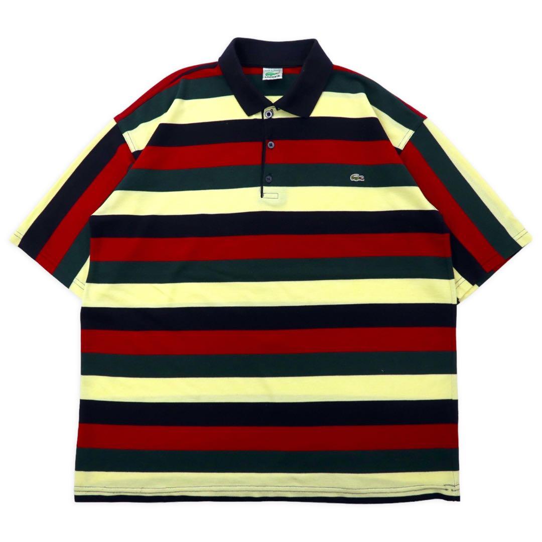 LACOSTE, polo a righe, anni '80, produzione francese, XXL, multicolore, cotone, taglia grande