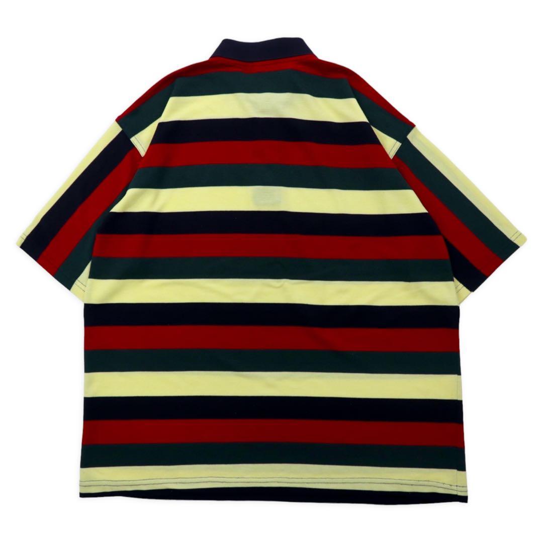 LACOSTE フランス製 80年代 ボーダー ポロシャツ XXL マルチカラー コットン ビッグサイズ