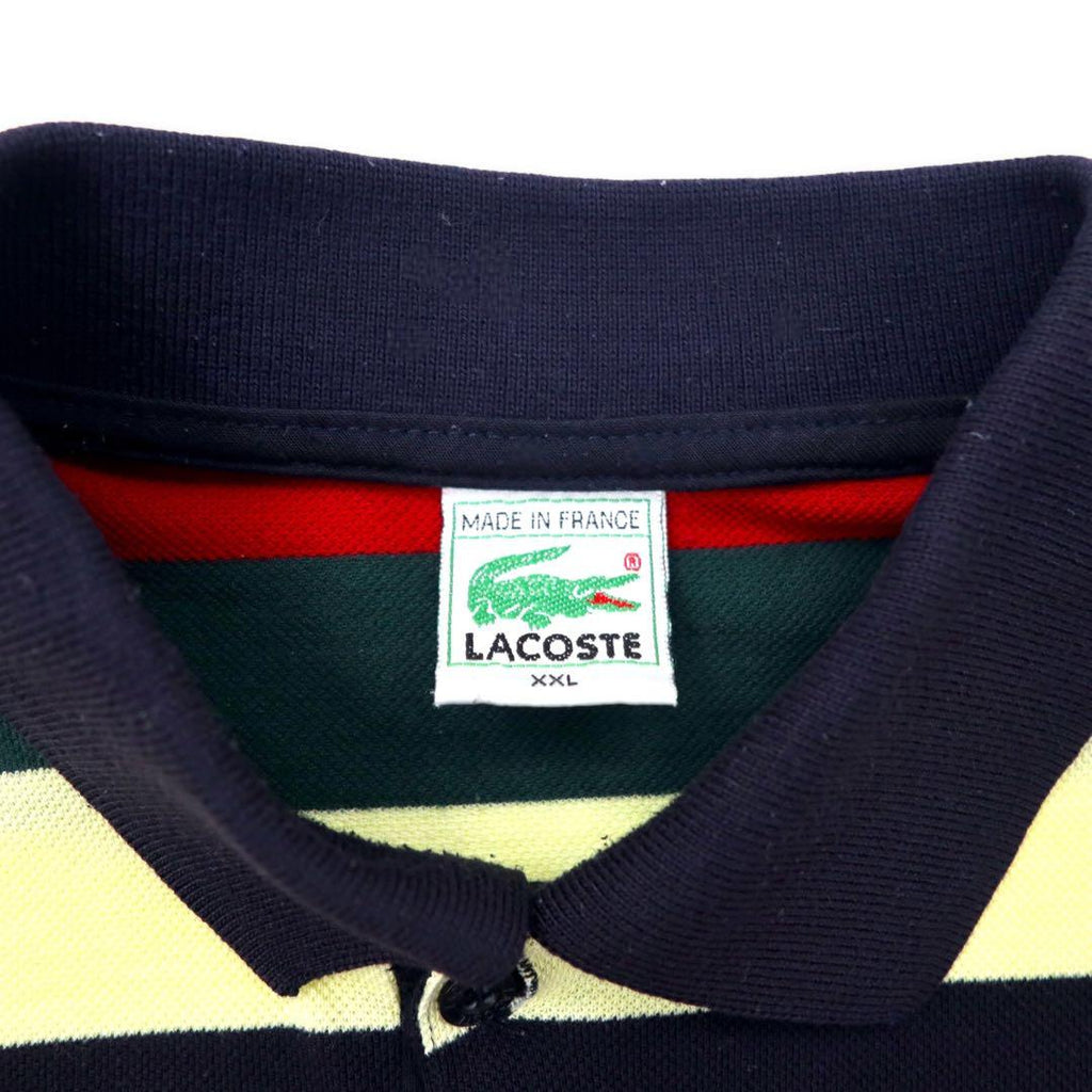 LACOSTE, polo a righe, anni '80, produzione francese, XXL, multicolore, cotone, taglia grande
