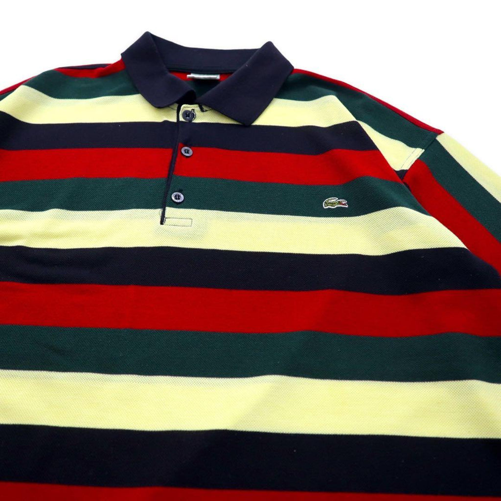 LACOSTE, polo a righe, anni '80, produzione francese, XXL, multicolore, cotone, taglia grande