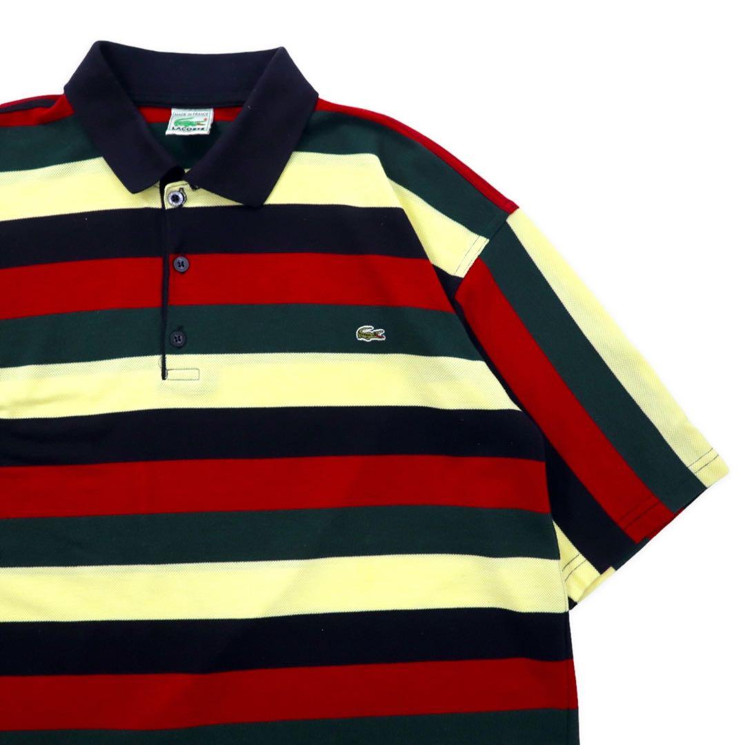 LACOSTE フランス製 80年代 ボーダー ポロシャツ XXL マルチカラー コットン ビッグサイズ