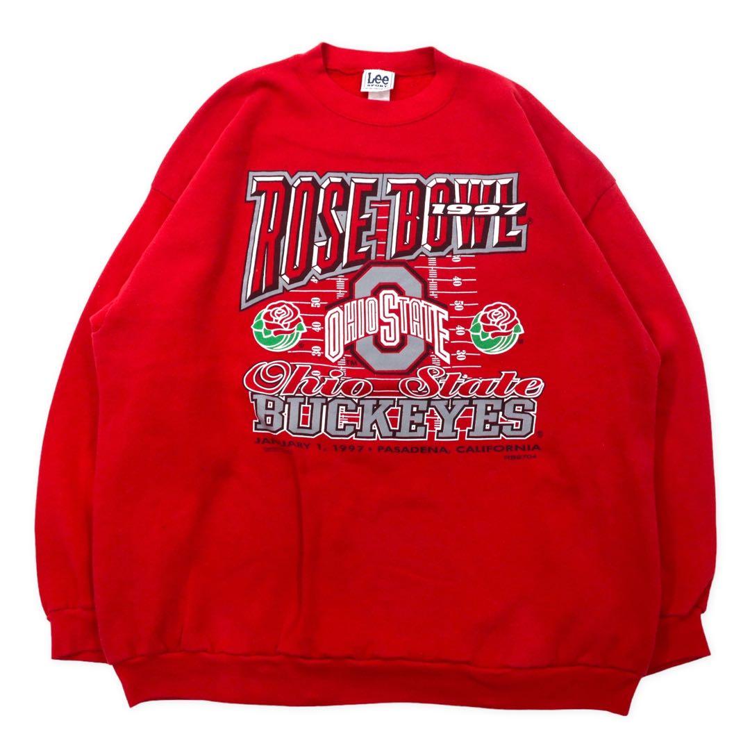 Lee SPORT USA, anni '90, Felpa stampata College, 2XL, Rossa, Cotone, Felpata internamente, OHIO STATE BUCKEYES