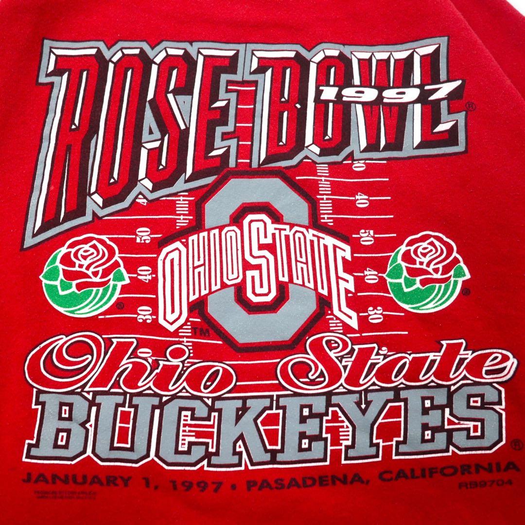 Lee SPORT USA, anni '90, Felpa stampata College, 2XL, Rossa, Cotone, Felpata internamente, OHIO STATE BUCKEYES