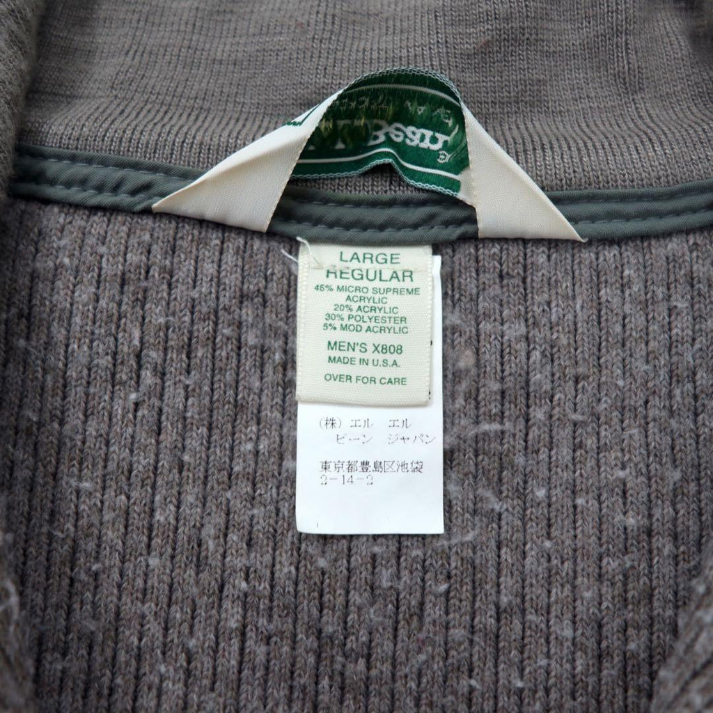 L.L.Bean Made in USA Anni '80 Giacca in pile mezza zip Taglia L Grigio Acrilico Etichetta triangolare X808 Taglia grande