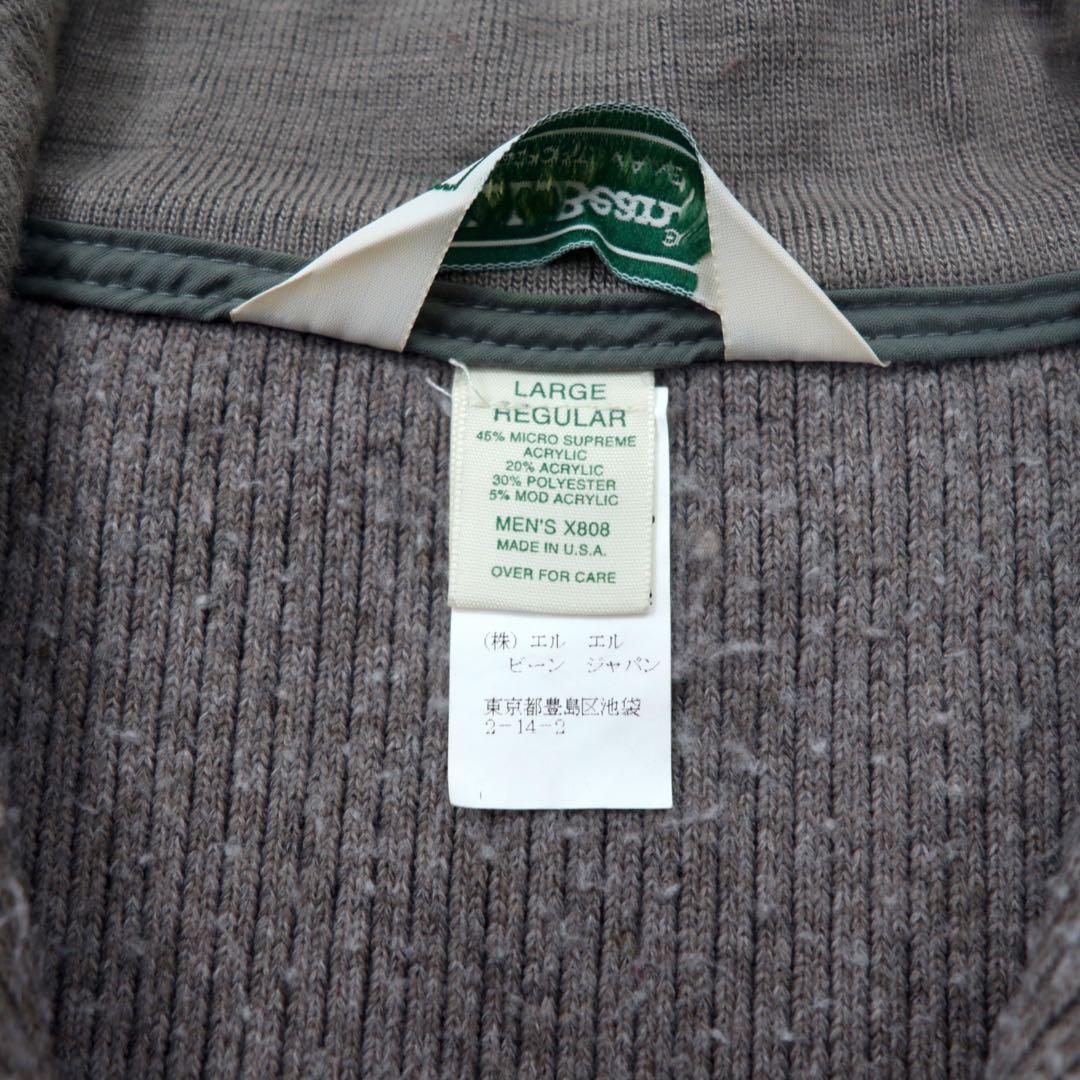 L.L.Bean Made in USA Anni '80 Giacca in pile mezza zip Taglia L Grigio Acrilico Etichetta triangolare X808 Taglia grande