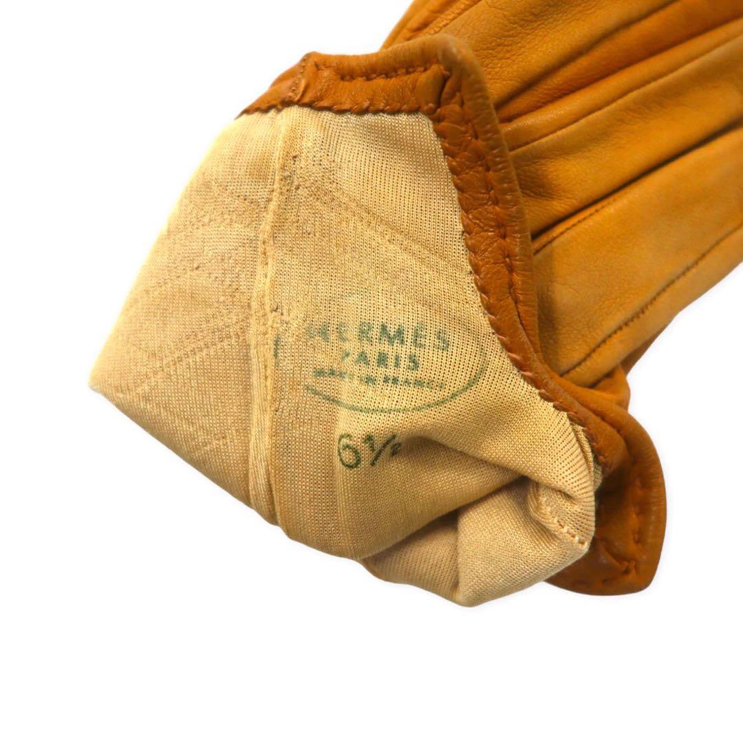 HERMES Guanti in pelle Chaine d'Ancre Made in France, taglia 6 1/2, colore beige
