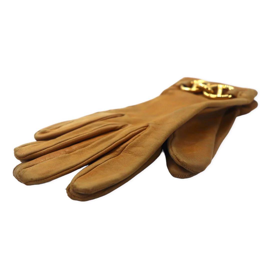 HERMES Guanti in pelle Chaine d'Ancre Made in France, taglia 6 1/2, colore beige