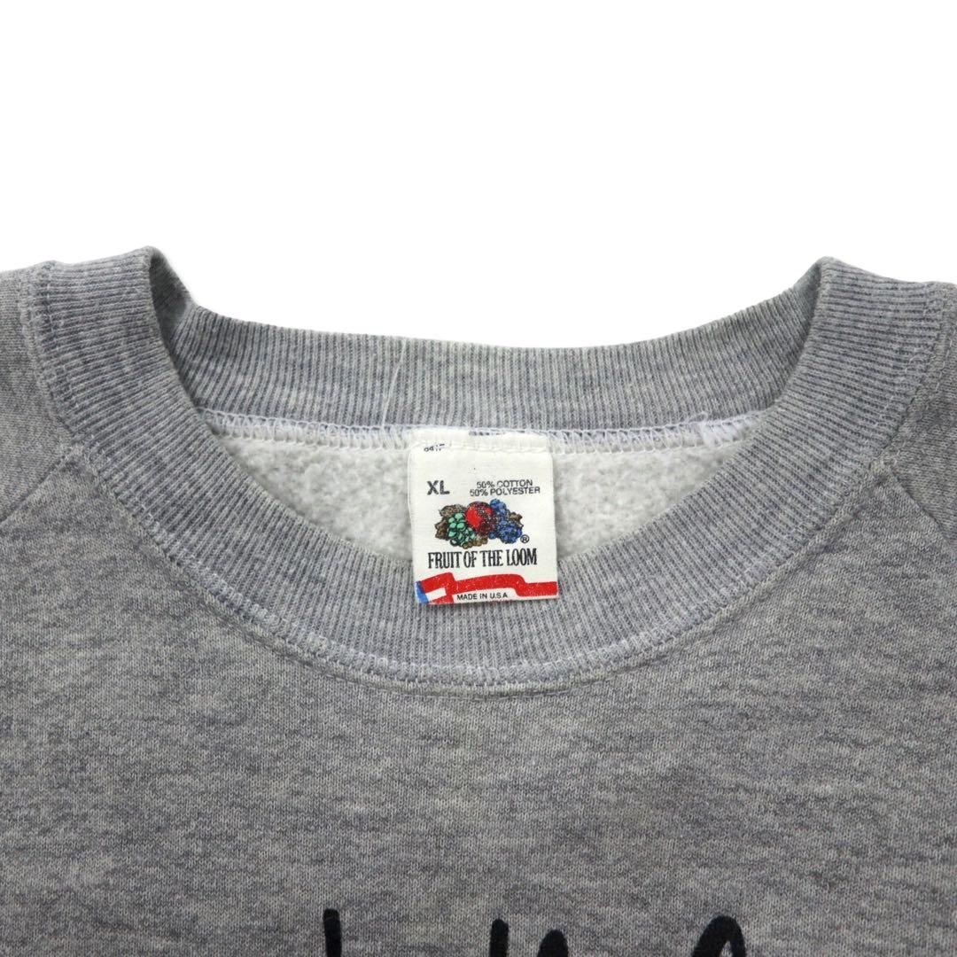 FRUIT OF THE LOOM Prodotto negli Stati Uniti, anni '80, felpa stampata con animali, XL, grigio, cotone, Welcome to the Jungle, tigre