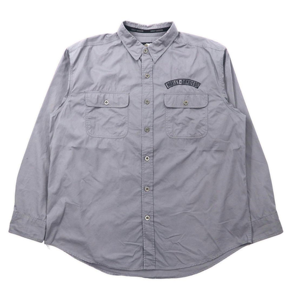 HARLEY DAVIDSON Camicia da lavoro XL Grigia Cotone Ricamo logo sul retro Taglia grande