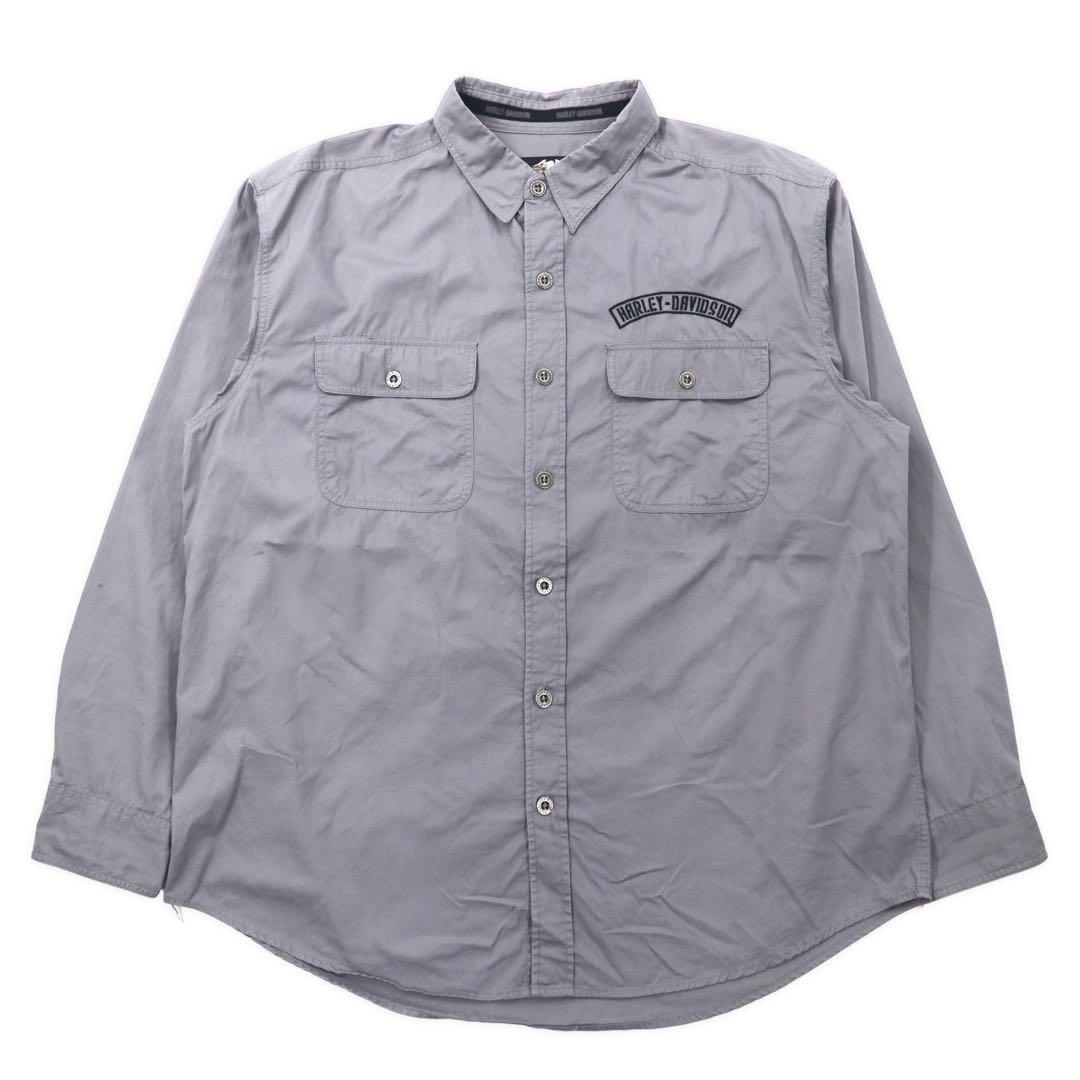 HARLEY DAVIDSON Camicia da lavoro XL Grigia Cotone Ricamo logo sul retro Taglia grande