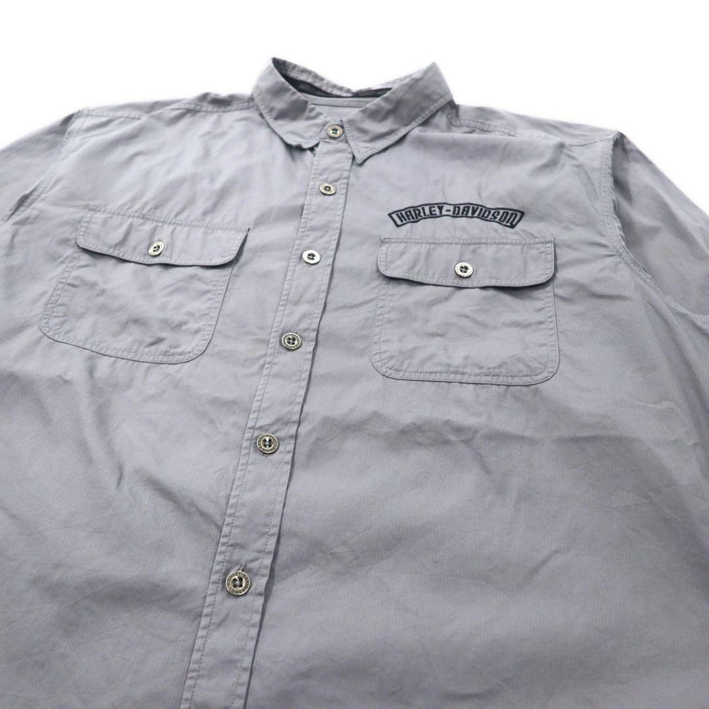HARLEY DAVIDSON Camicia da lavoro XL Grigia Cotone Ricamo logo sul retro Taglia grande