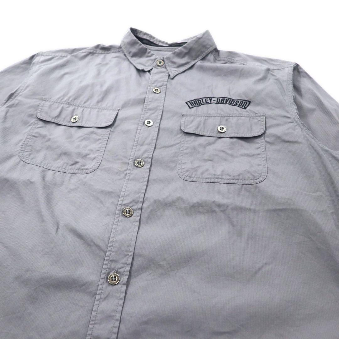HARLEY DAVIDSON Camicia da lavoro XL Grigia Cotone Ricamo logo sul retro Taglia grande